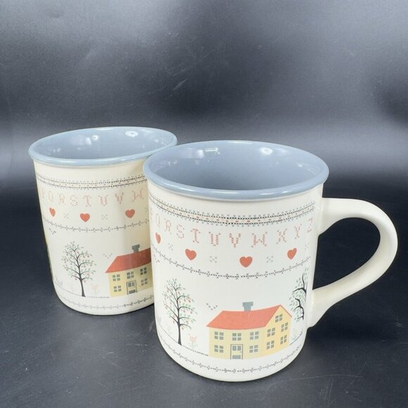 Country Decor Home Coffee Mug Cup Set 2 Mugs Cups Korea Country Setting Graphics - Picture 11 of 13